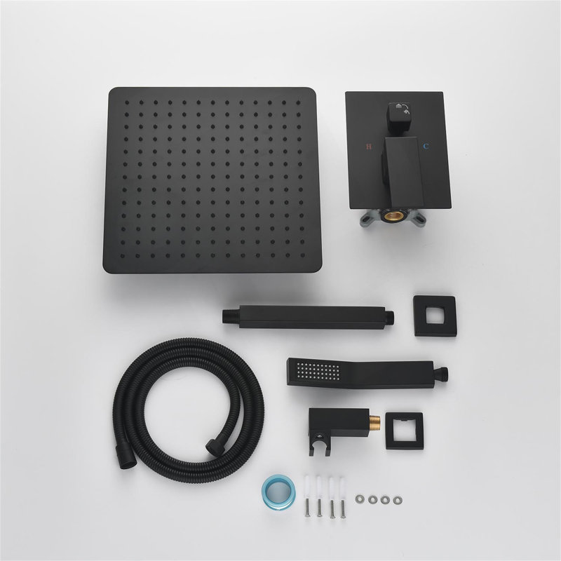 16" Shower Head System Ceiling Mounted Shower, Matte Black