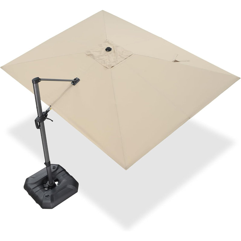 Parasol en porte-à-faux rectangulaire beige avec base en croix 11 pi x 9 pi Yatra, Beige