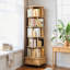 Bibliothèque rotative à 6 niveaux couleur bois - Présentoir à 360 ° avec roulettes et tiroir, rangement multicouche pour le bureau personnel-2125526566-2125526565