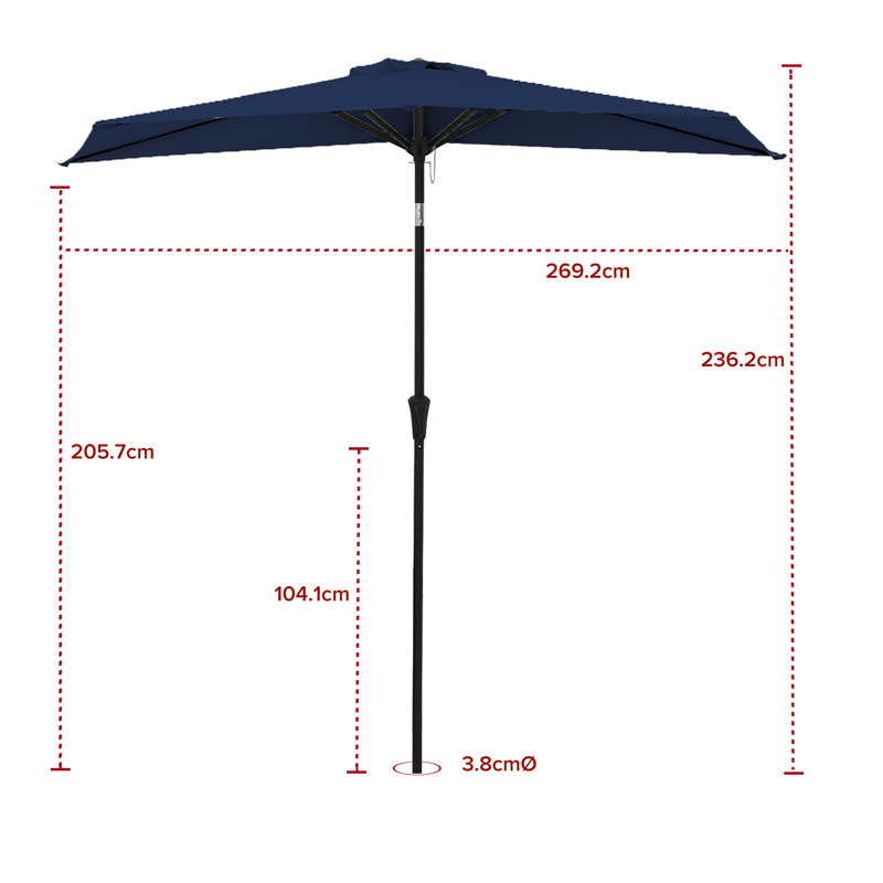 Naomie 275cm Balcony Parasol, Navy Blue