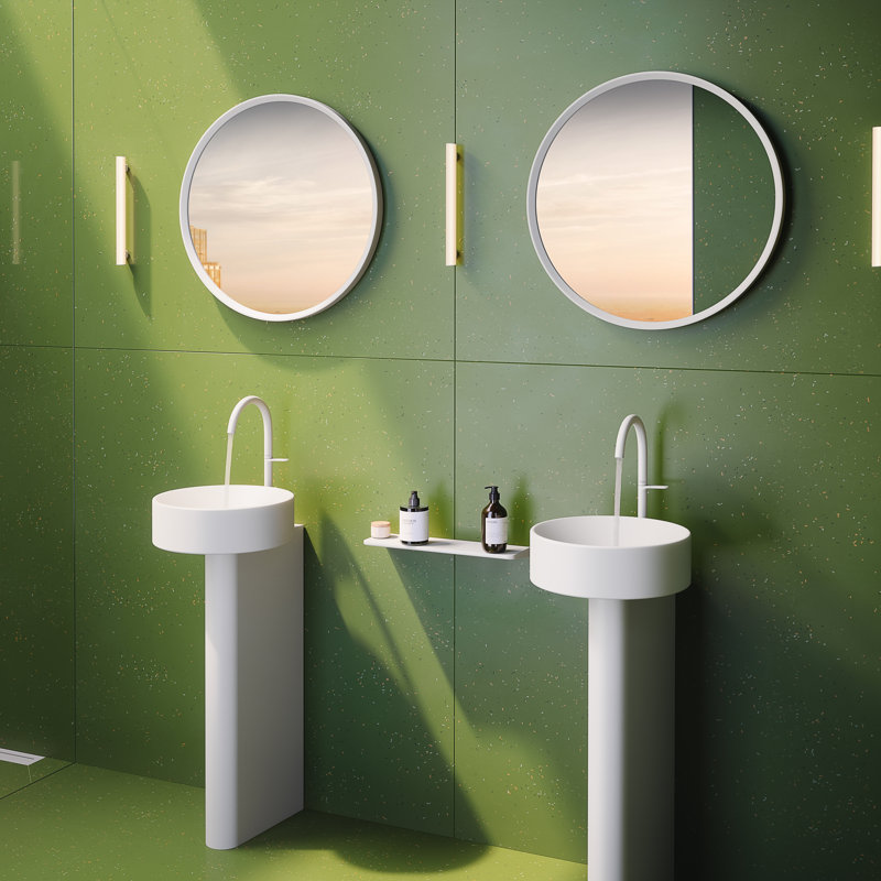 Universal Round Metal Wall Mirror, Matte White