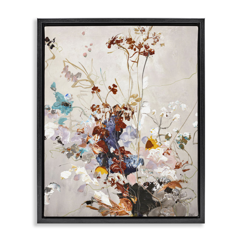 Cadre flottant à motif floral Earth Tones, design par Design Fabrikken, Cadre flottant noir de jais, H 21 po x l 17 po