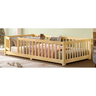 Lit simple avec garde-corps de sécurité et porte pour enfants, naturel (ancien SKU: W1580P154623)