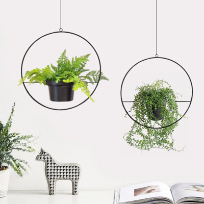 Schlosser Stylish Black Metal Jardiniere Set (2 Pieces), 9.8 x 9.8 x 9.8 inches & 11.8 x 11.8 x 11.8 inches | 100% Durable Metal Construction | Perfect for Indoor & Outdoor Plants, Modern Decor Accent