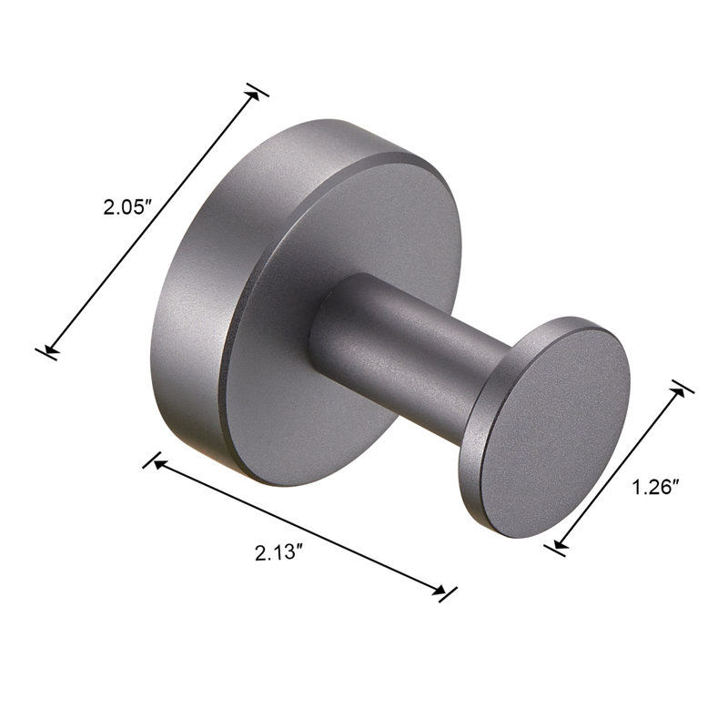 Round Base Wall Hanging Coat Hook with Screws- Gun Grey Towel Hook(2 Pack)