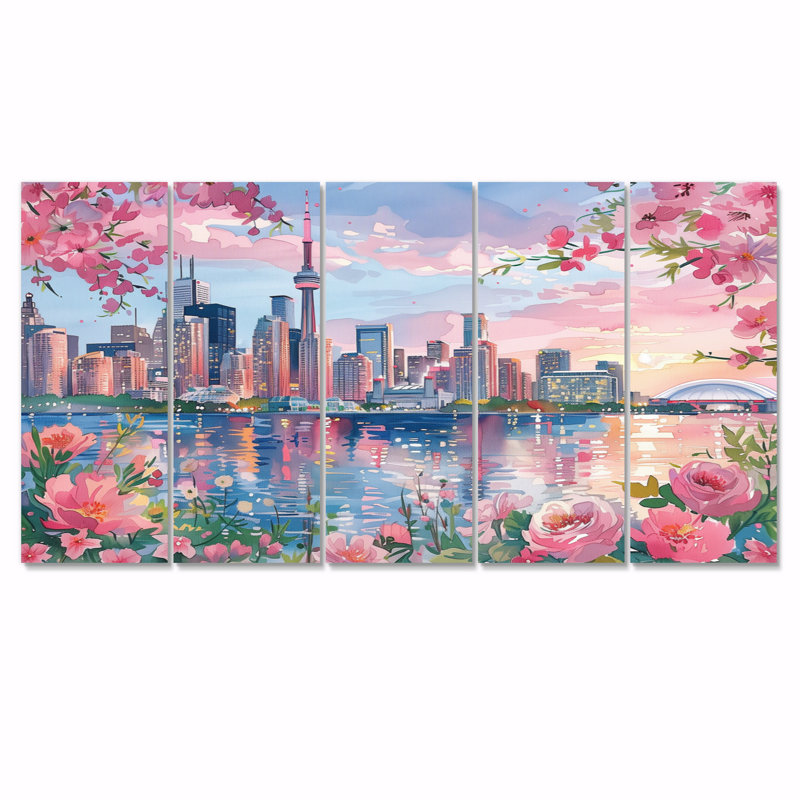 Touchet - ensemble d'art sur toile City Toronto, H 32 po x l 80 po