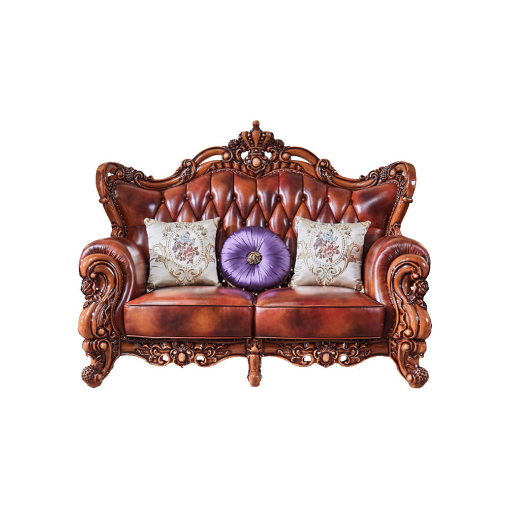 FURNITURE LEISURE, INC. European Leather Sofa American Solid Wood Sofa