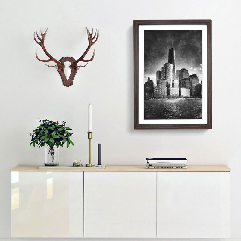 Freedom Tower in New York City - Picture Frame Painting Print, Walnut Framed, 45cm H x 33cm W x 2cm D