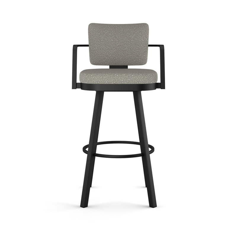 Tabouret de bar et de comptoir pivotant Alfeo, Noir, Ivoire / gris anthracite, Tabouret de bar (siège d'une hauteur de 30 po)