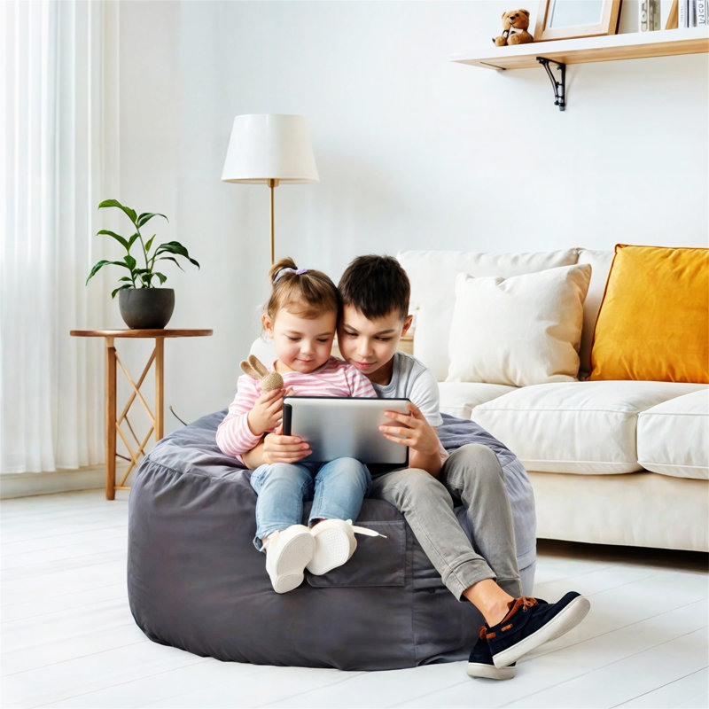 Fauteuil à billes 4 ', Tissu gris foncé