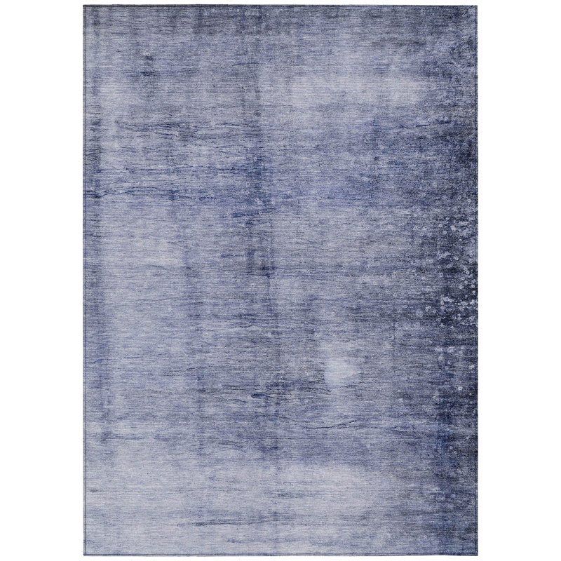 Tapis intérieur lavable abstrait bleu marine et bleu ciel HomeRoots 3 pi x 5 pi