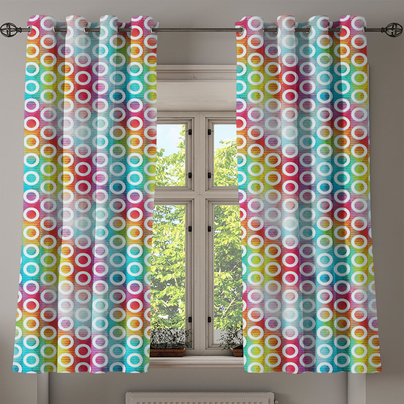 East Urban Home Digital Grommet Curtain Decorative 2-Panel Window Drapes, 50", Multicolor, 50" W x 63" L