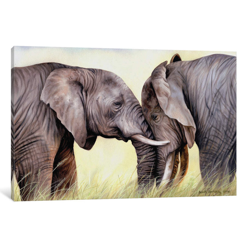 African elephants 1 Piece Wrapped Canvas Painting, 66.04 cm H x 45.72 cm W x 3.175 cm D