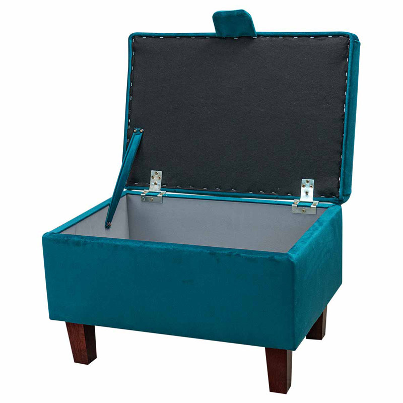 50cm Blue Velvet Storage Ottoman