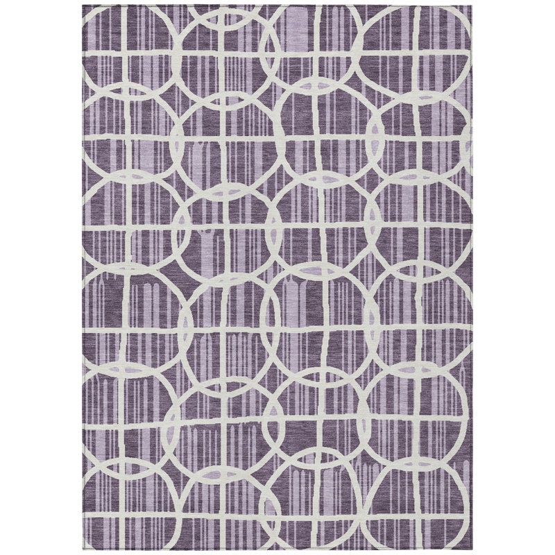 Machine Washable Indoor/Outdoor Chantille ACN2769 Geometric Rug, 8' x 10', Plum