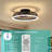 19.7" Dimmable Boho Caged Flush Mount LED Fan Light with Remote Control, 3 Color Temperatures Selectable