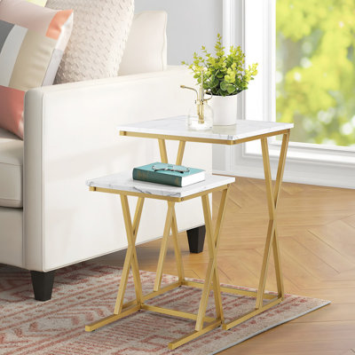 Mercer41 C-Shape Side End Table Set of 2