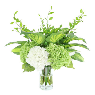 Real-Touch Hydrangeas Arranged with Mixed Greenery