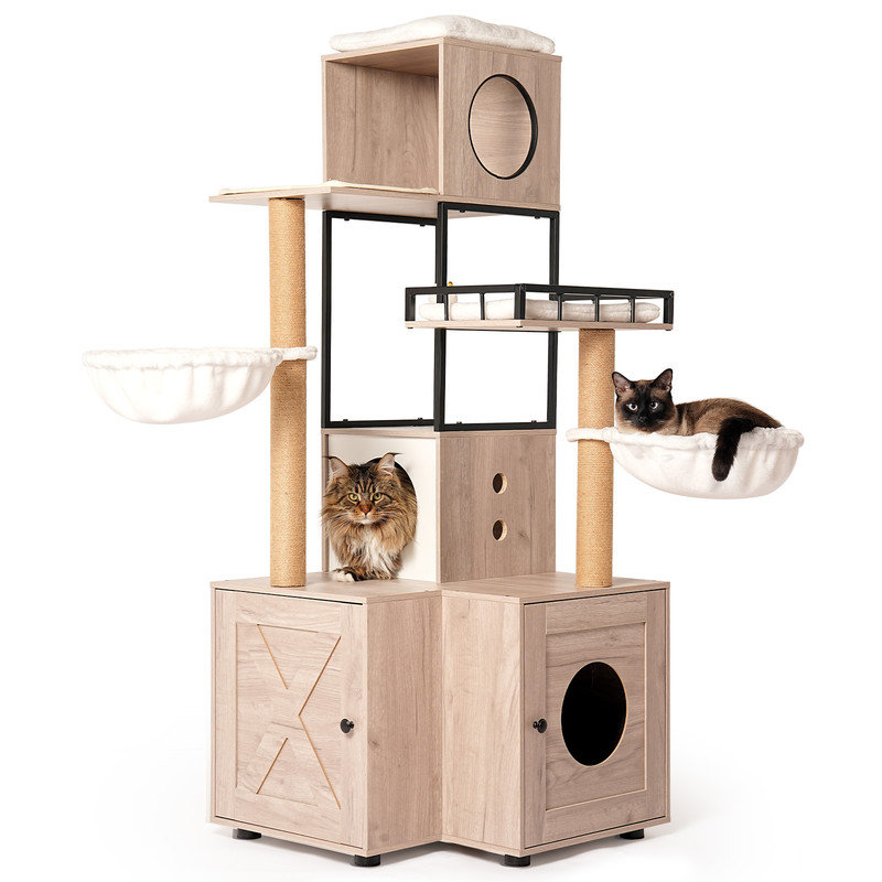 Multi-Functional Cat Tree with Hidden Litter Box