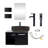 28 In. W X 19 In. D X 16 In. H Bathroom Vanity In Black With Sink And Black Solid Surface Top And Mirror