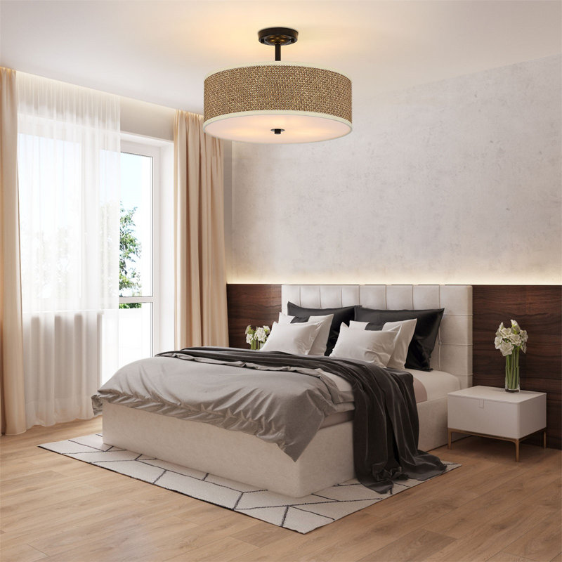 Magnuss Rattan Semi Flush Mount