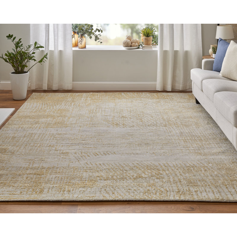 Eastfield Abstract Area Rug in Gold/Ivory, Rectangle 5' x 8'