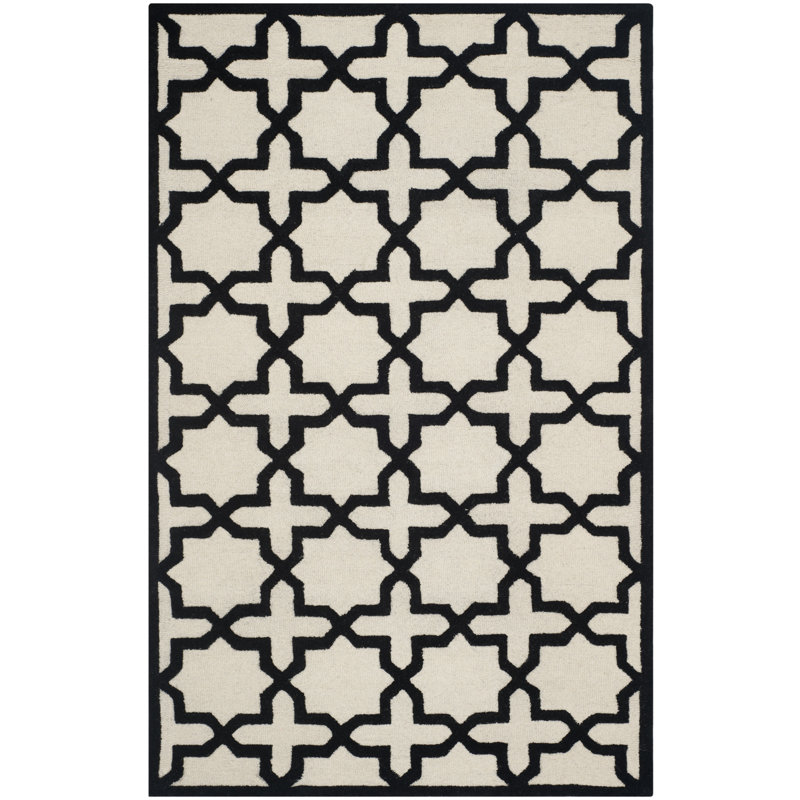 Cannen Hand Tufted Wool Geometric Rug, Rectangle 5' x 8'