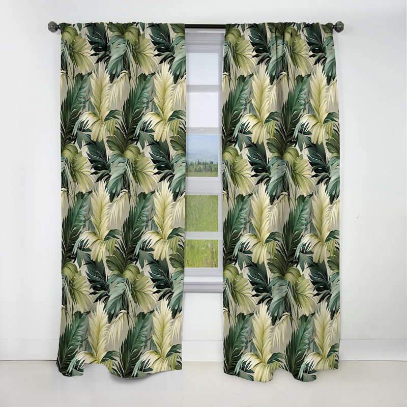 Motif tropical discret I - Rideau floral occultant - 1 panneau, L 52 po x L 90 po
