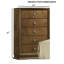 Mobilier de chambre à coucher style transitionnel 1 pièce avec 5 tiroirs en queue d'aronde et boutons en métal finition noyer