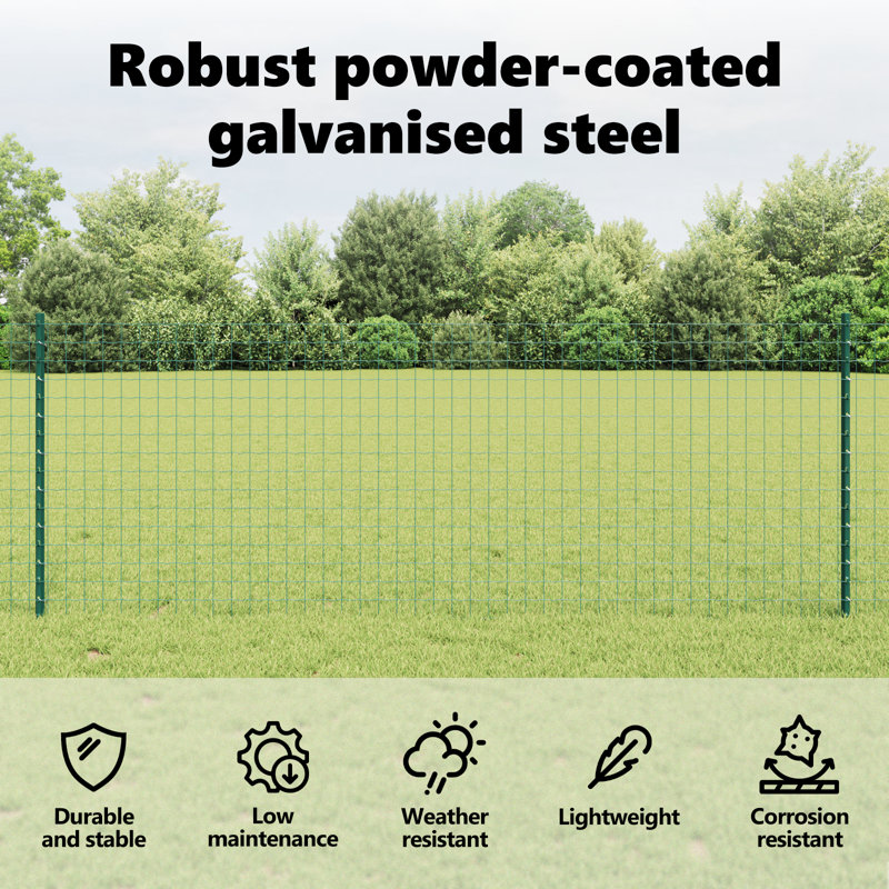 Fence Posts 11 Pcs U-Channel Steel, 80cm H x 8.5cm W, Green