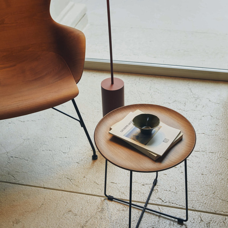 Al Solid Wood End Table, Dark Wood, Black