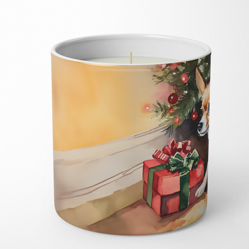 Bougie de Noël parfumée avec support en céramique