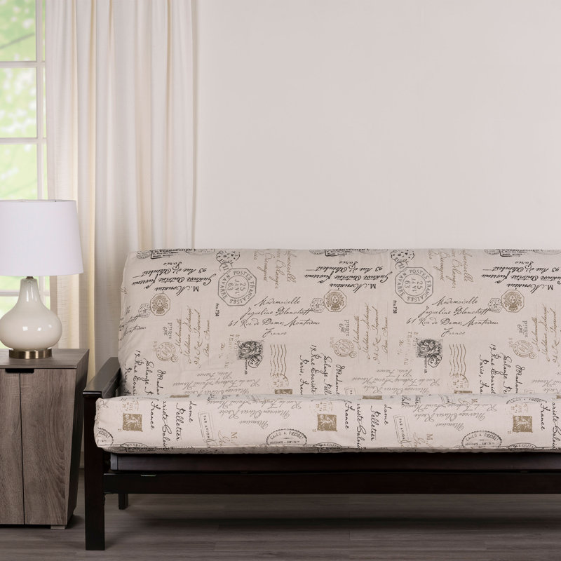 Postscript Box Cushion Futon Slipcover, Beige Cotton Blend
