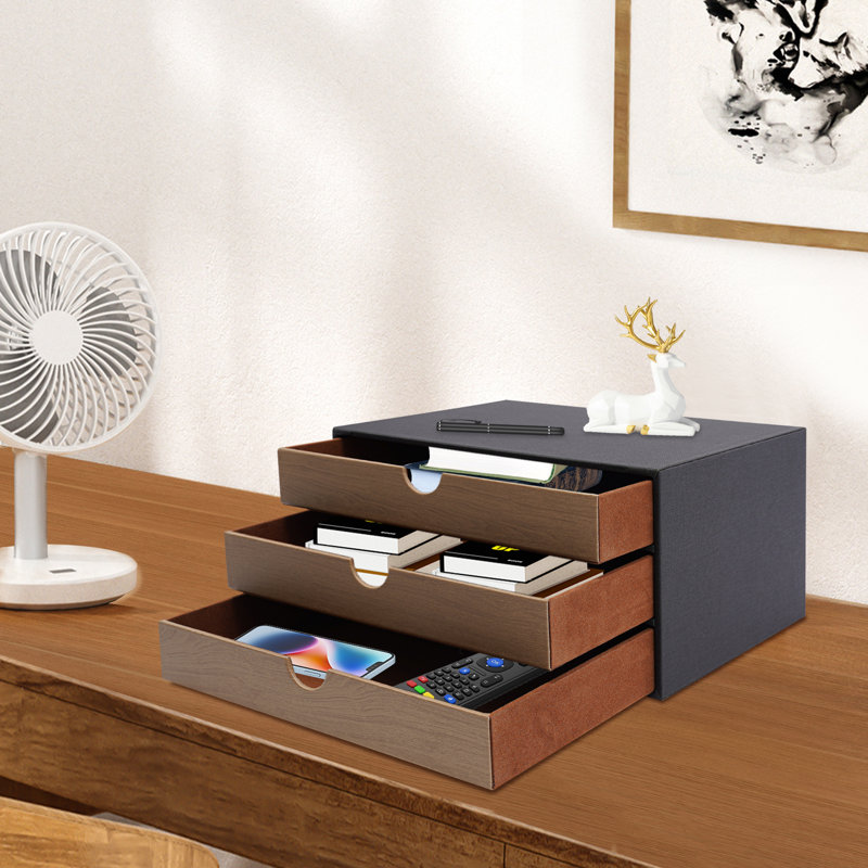 Organisateur de bureau avec tiroirs, Noir