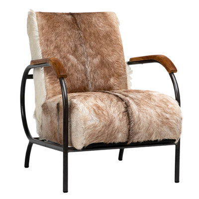 Coto Genuine Hide Upholstered Armchair w/ Teak Accents by Millwood Pines
