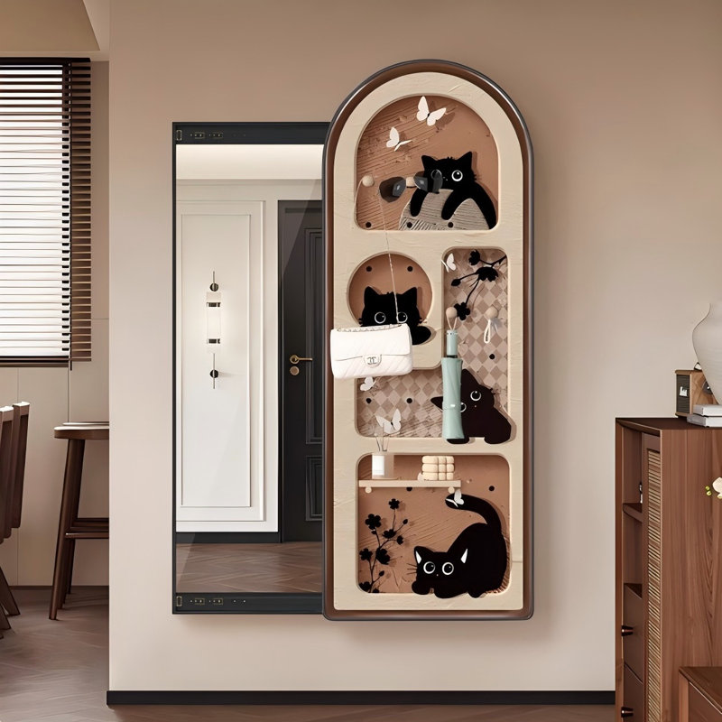 Minimalist Retro Pegboard Storage Full-Length Mirror, 42.52" x 15.75"