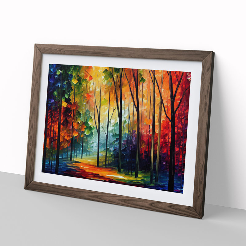 Forest Colours Vol.3 - Single Picture Frame Painting, 46cm H x 64cm W x 2cm D, Walnut