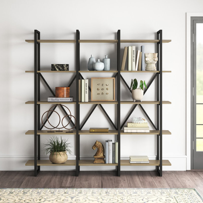 Alnisha Etagere Bookcase, (2 Shelves) 70.9"H x 47.2"W x 13.4"D, Oak 