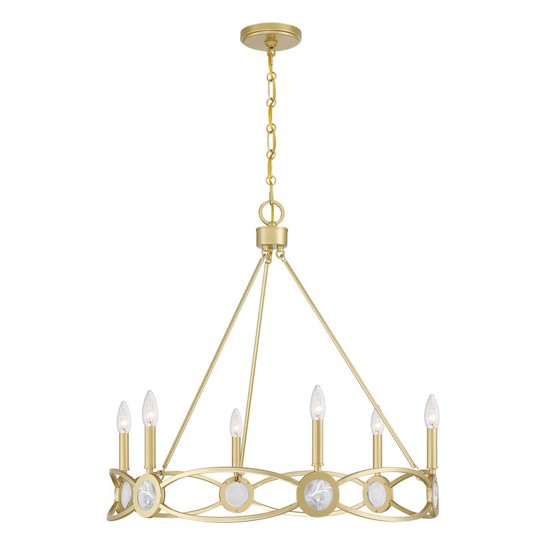 6-Light Chandelier in Spun Gold, Spun Gold