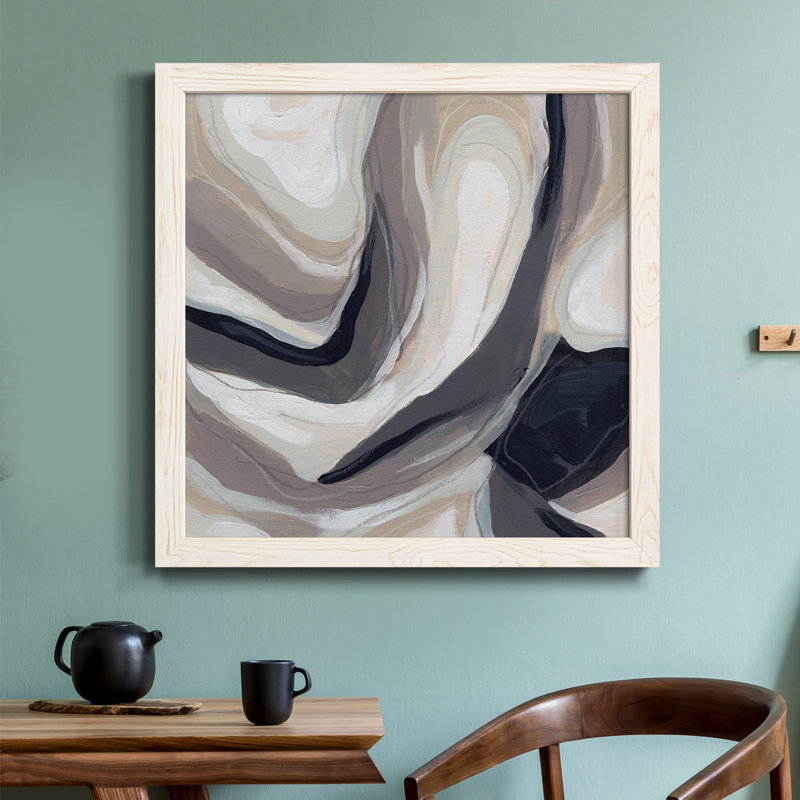Stone Ripple III - Toile encadrée de qualité supérieure - prête à être accrochée, Cadre blanc, H 17 po x l 17 po x P 1,5 po