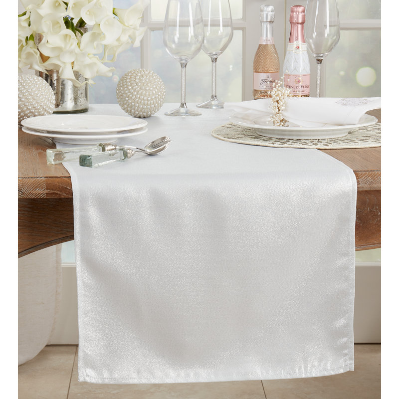 Silver Shimmering Polyester Table Runner, 18" x 54"