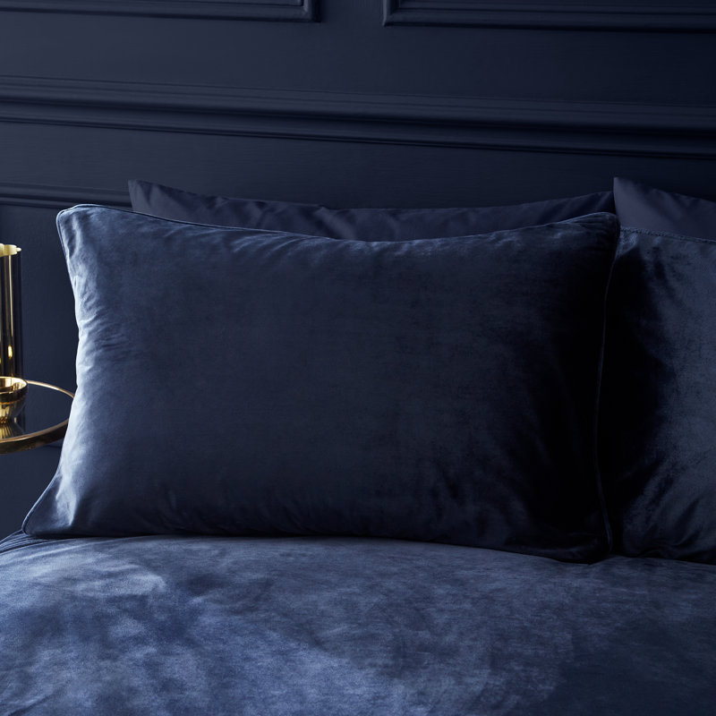 Kingsley Soft Matt Velvet Duvet Cover Set, Super King Duvet Cover + 2 Standard Pillowcases, Navy