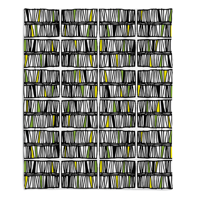 Jeté multi-rayures , Vert / Jaune / Noir, l 51 po x L 60 po