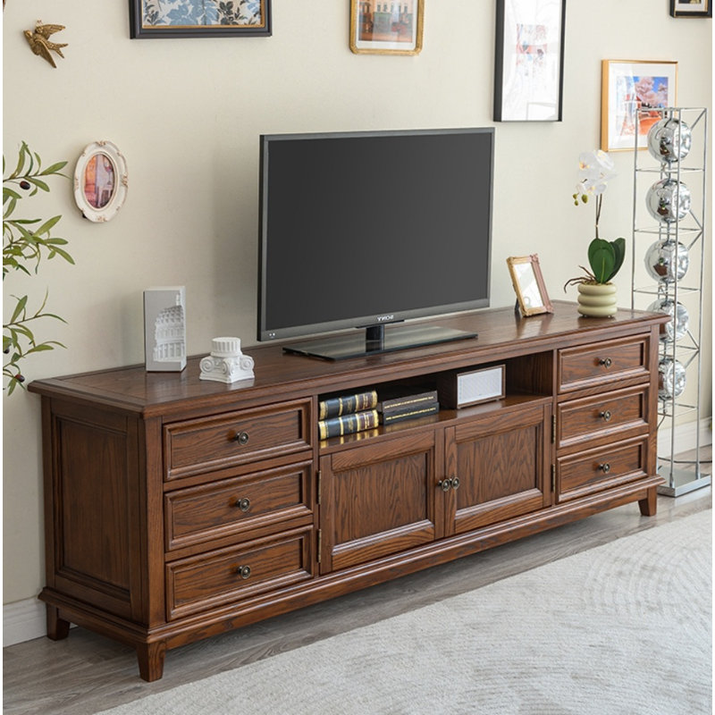 Meuble télé rétro en bois massif brun