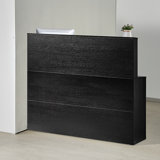 Reception Desk L-Shaped Front Counter Table 55.12 in Black Office Table