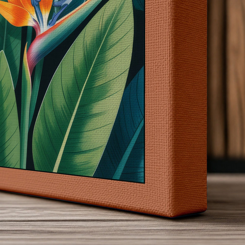 Birds of Paradise Arranged Botanical - Wrapped Canvas, 36x24 - 91.4 x 61.0 cm, Terracotta Border