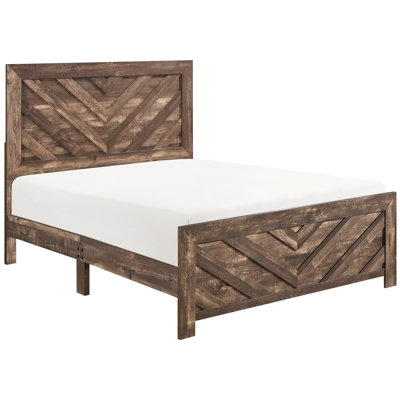 Meuble moderne brun rustique, grand lit, article contemporain en bois