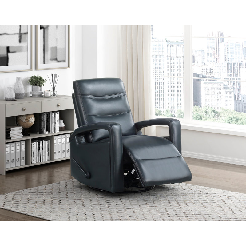 Fauteuil inclinable et pivotant respirant en similicuir, Bleu