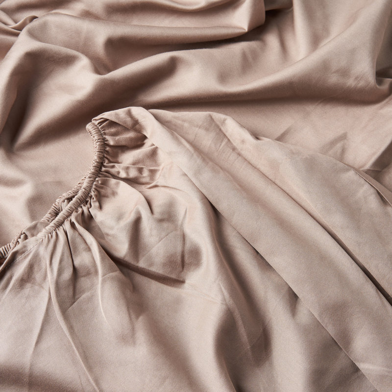 Brooklands Sateen Plain Weave Fitted Sheet, Powder Pink, Double