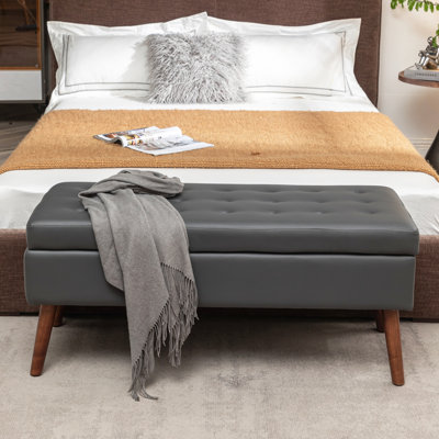 Banc de rangement avec banc de rangement pour l'extrémité de la chambre à coucher Banc de pied de lit Banc de hall d'entrée Banc de repose-pieds l 43,3 po x P 17,7 po